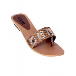 Brown Stone Decoration Classy Slippers RG-037
